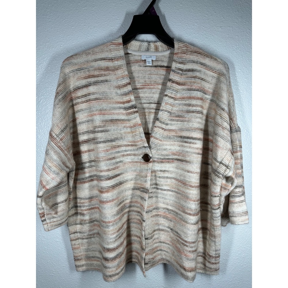 Pure Jill‎ Cardigan Womens 2X Multicolor Space Dye Single Button Knit Sweater